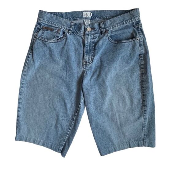 Calvin Klein Y2K Denim Shorts Blue High Waist Jorts SZ 10 - Picture 1 of 13